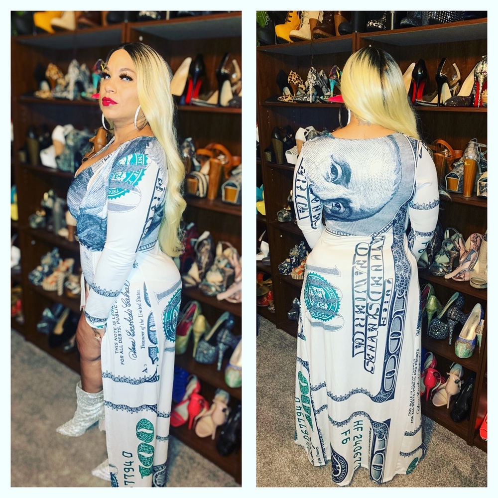 Money Print Bodysuit & Cardigan Set